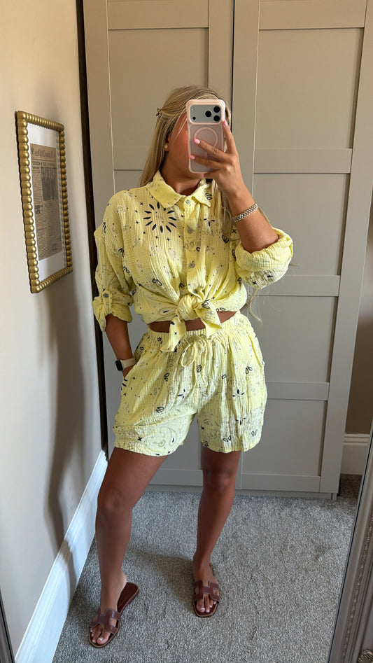 Women’s Lemon Bandana Style Shirt Co-ord