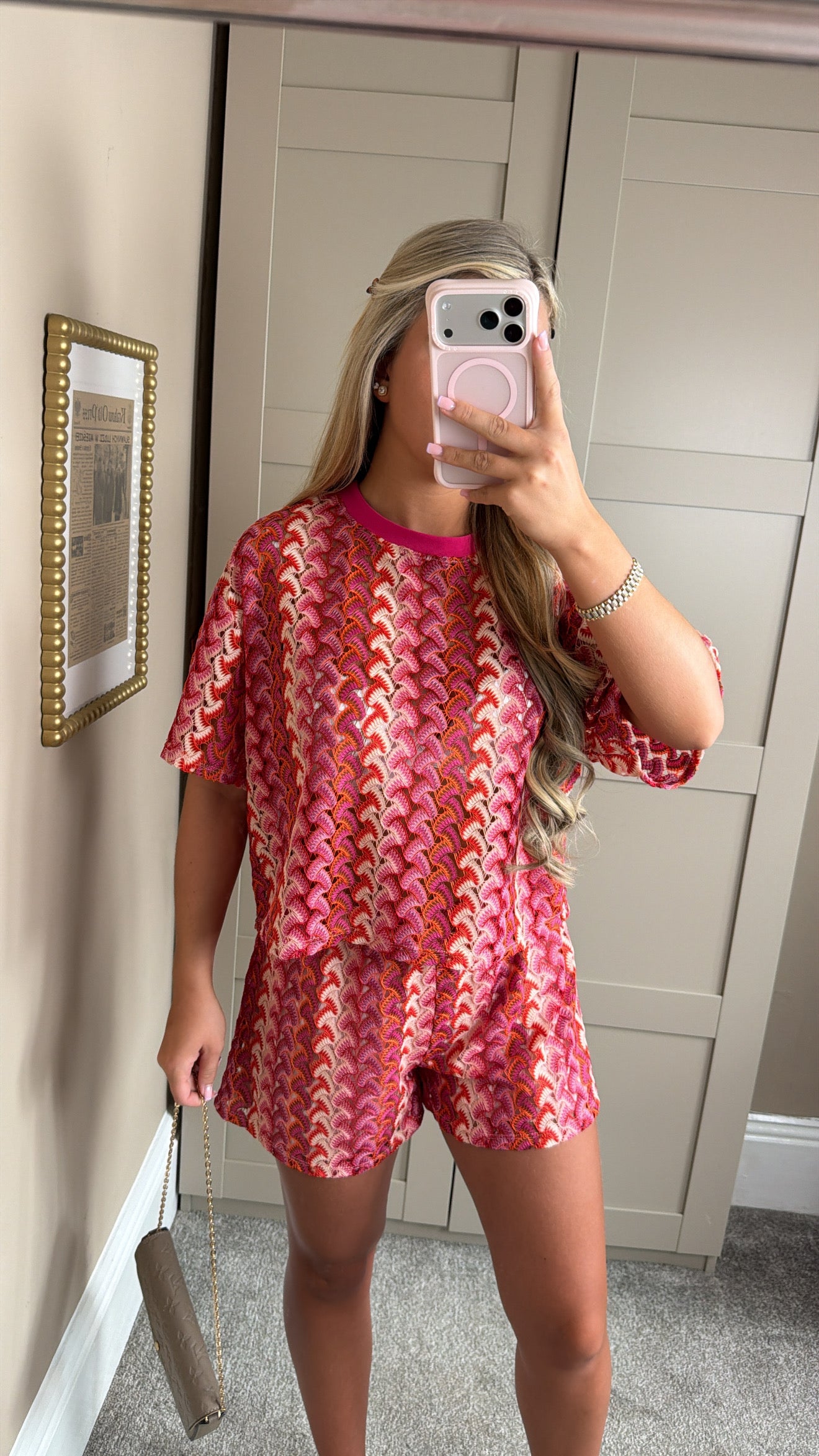 Women’s Fuschia Patterned Shorts Co-Ord
