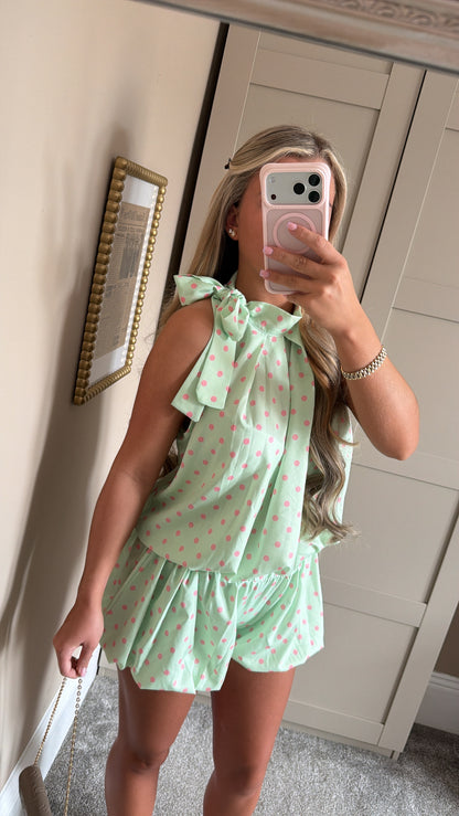 Women’s Polka Dot Co-Ord Mint/Pink