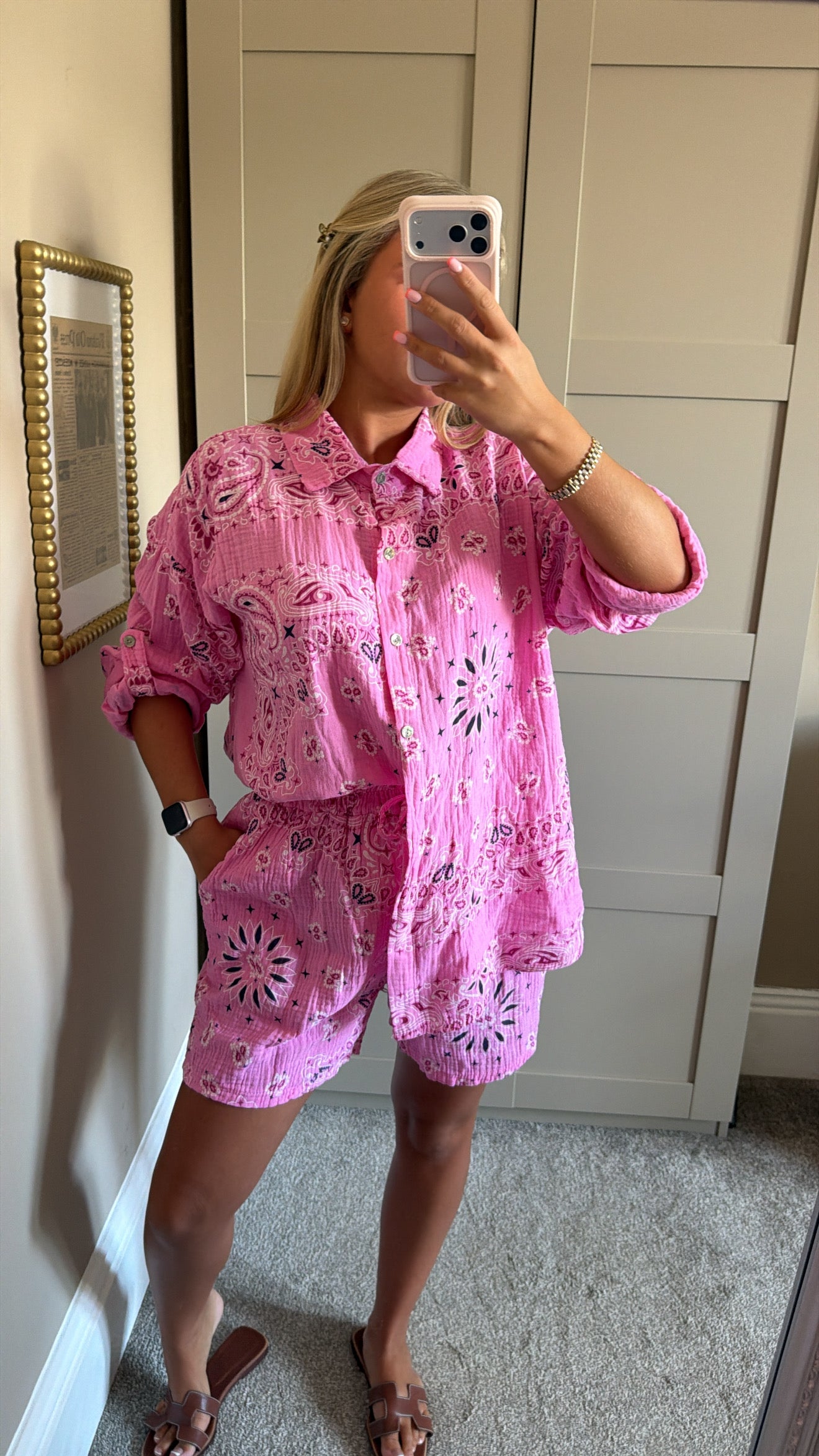Women’s Pink Bandana Style Shirt Co-Ord