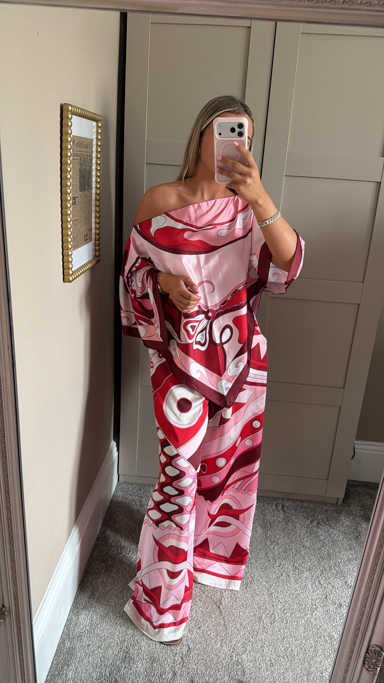 Women’s Red Silk Lounge Set