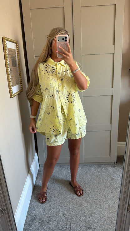 Women’s Lemon Bandana Style Shirt Co-ord