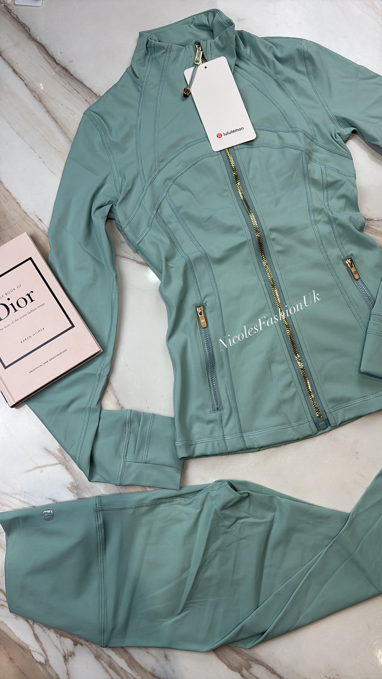 Women’s Turquoise/Gold Zip Gym Set INSTOCK (1-3 Days Delivery)