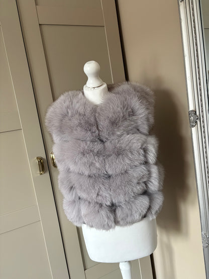 “Light grey” Real fox fur gilet 1-3 days delivery