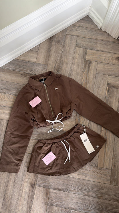 New In🤎 Brown Jacket & Skort Set