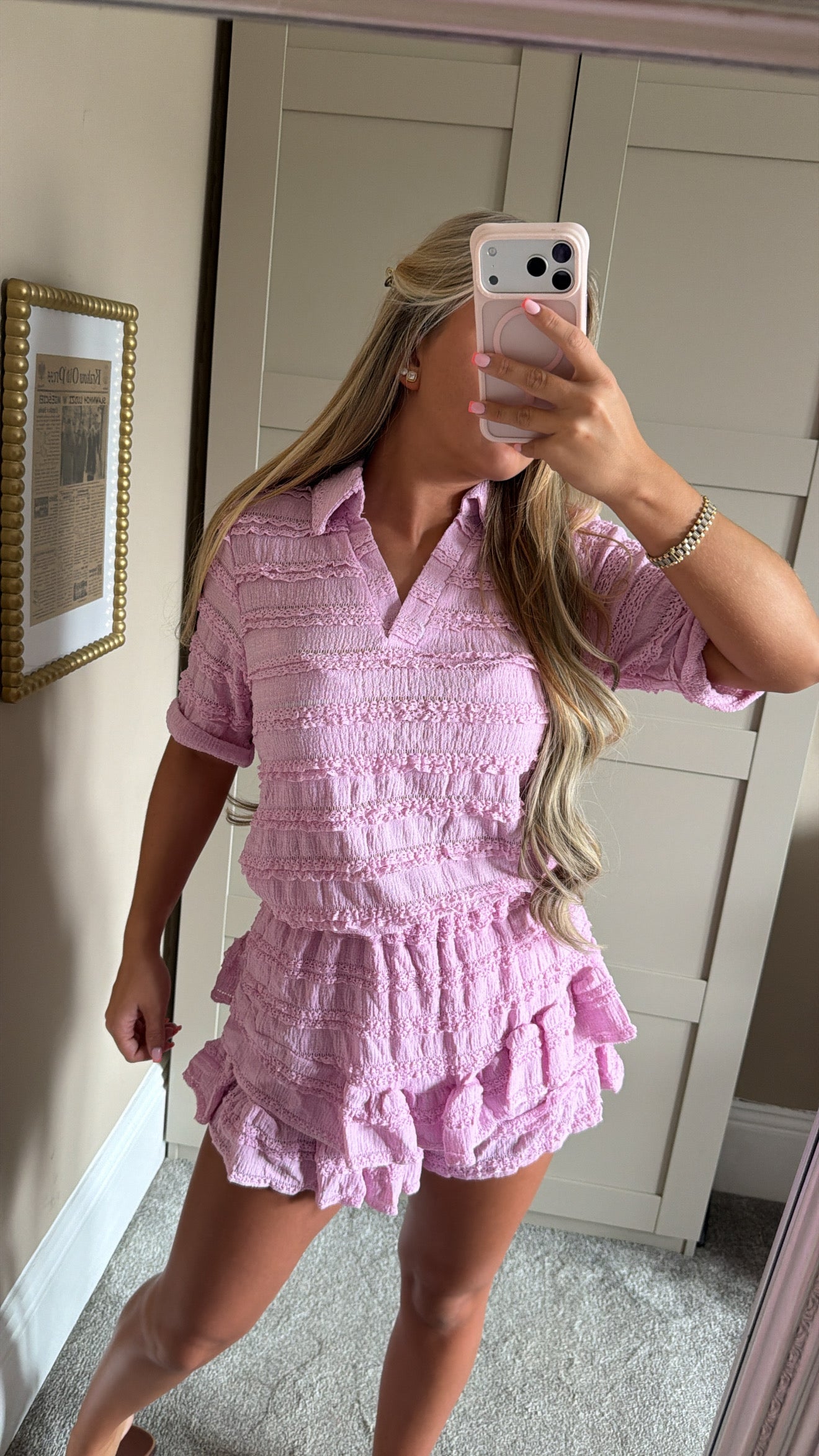 Women’s Baby Pink Frilly Co-Ord
