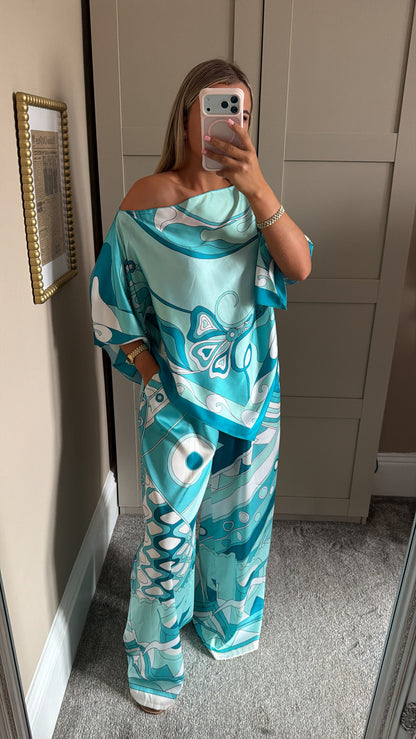 Women’s Mint Silk Lounge Set