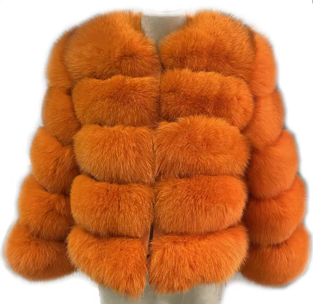 Women’s Orange Real Fox Fur Coat PRE ORDER