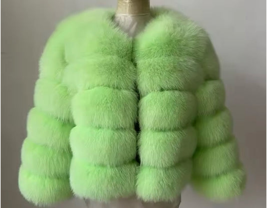 Women’s Green Real Fox Fur Coat PRE ORDER