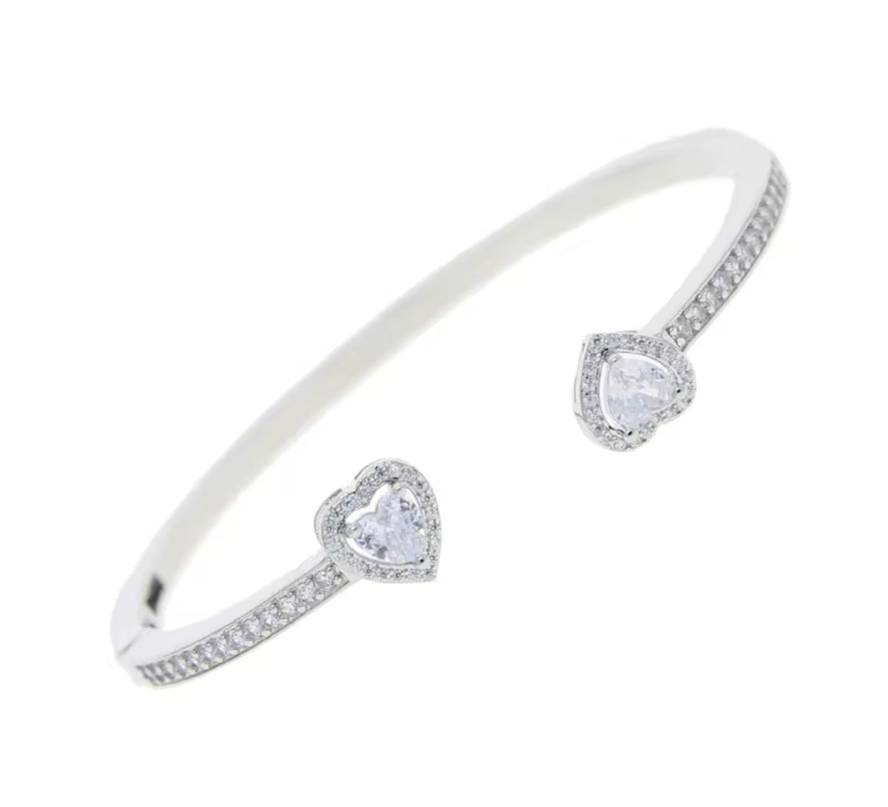 SALE-Womens heart bangle silver