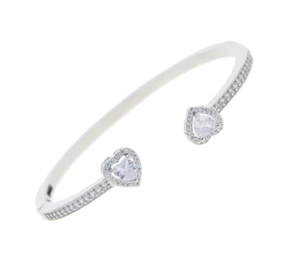 SALE-Womens heart bangle silver