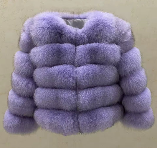 Women’s Lilac Real Fox Fur Coat PRE ORDER