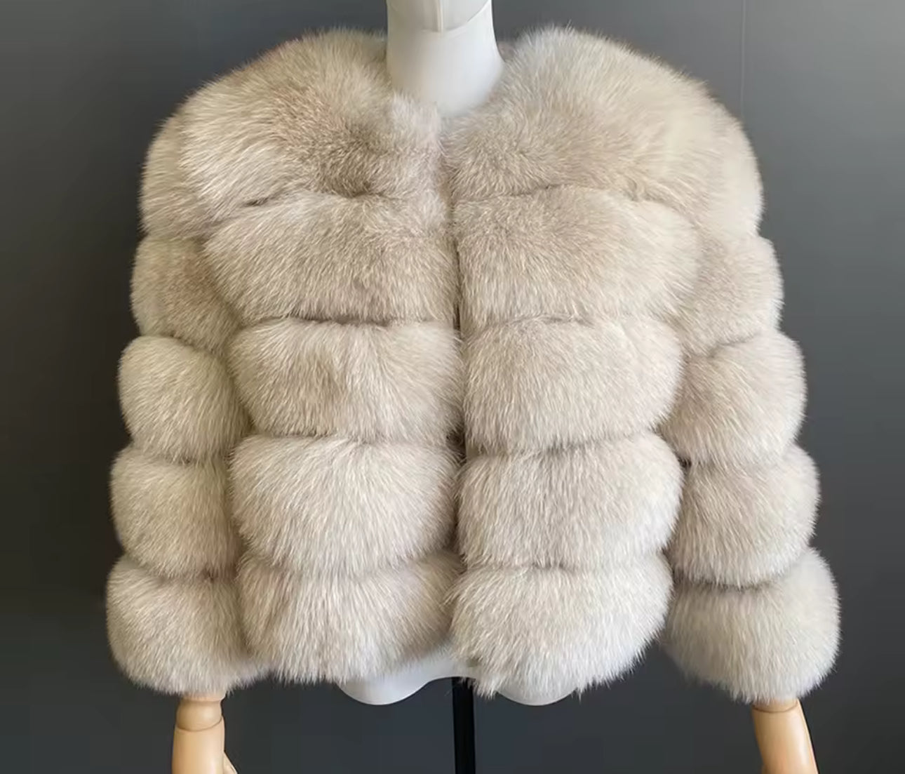 Women’s Beige Real Fox Fur Coat PRE ORDER