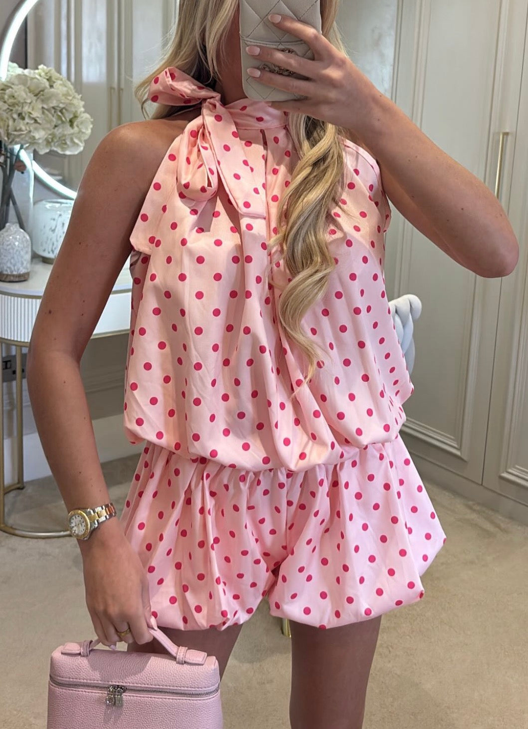 Women’s Polka Dot Co-Ord Pink/Red