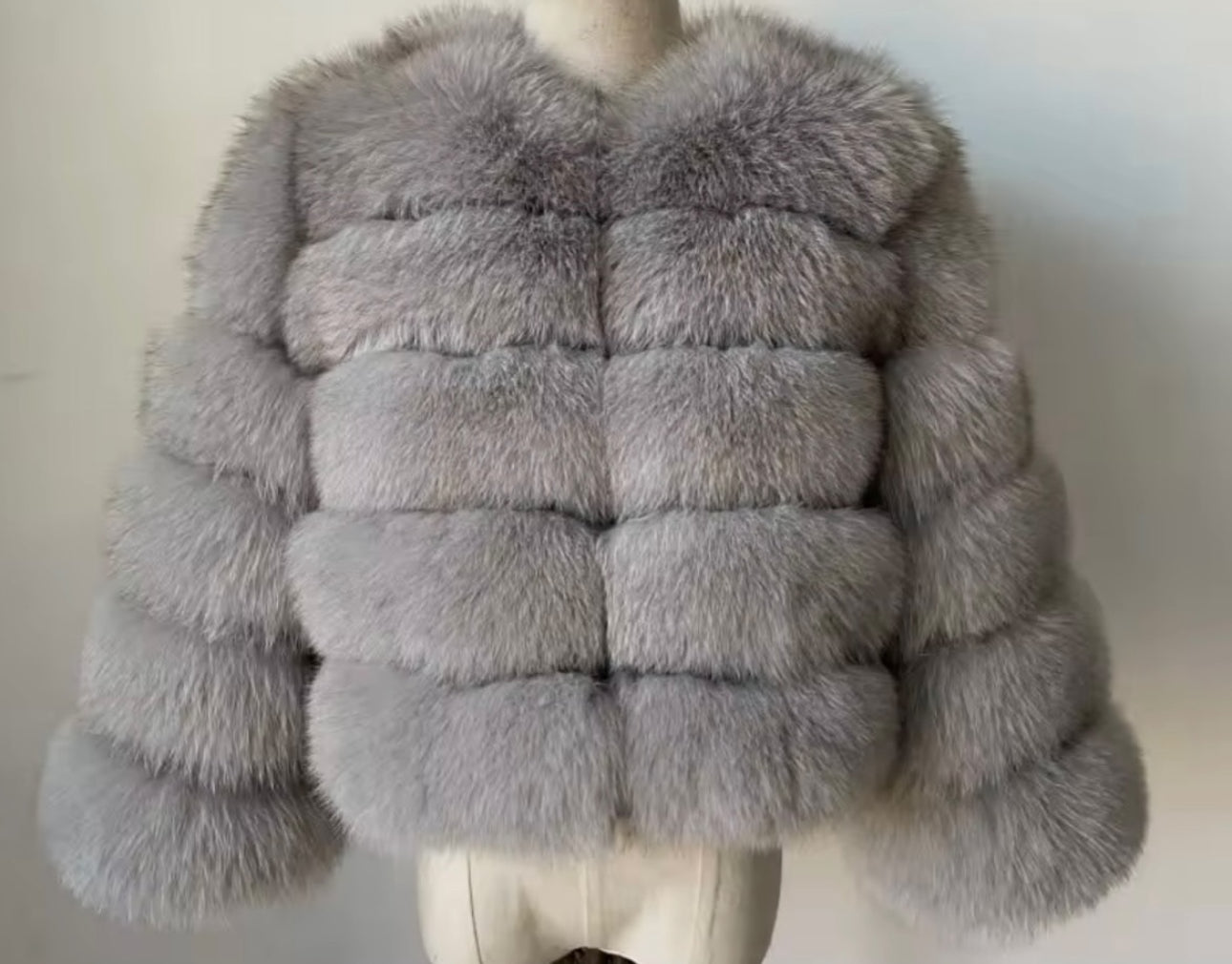 Women’s Grey Real Fox Fur Coat PRE ORDER
