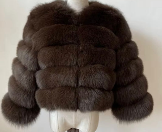 Women’s Brown Real Fox Fur Coat PRE ORDER