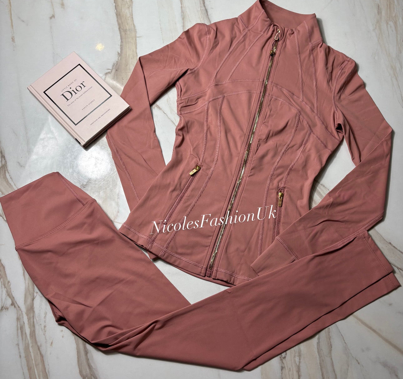 Women’s Pink/Gold Zip Gym Set INSTOCK (1-3 Days Delivery)