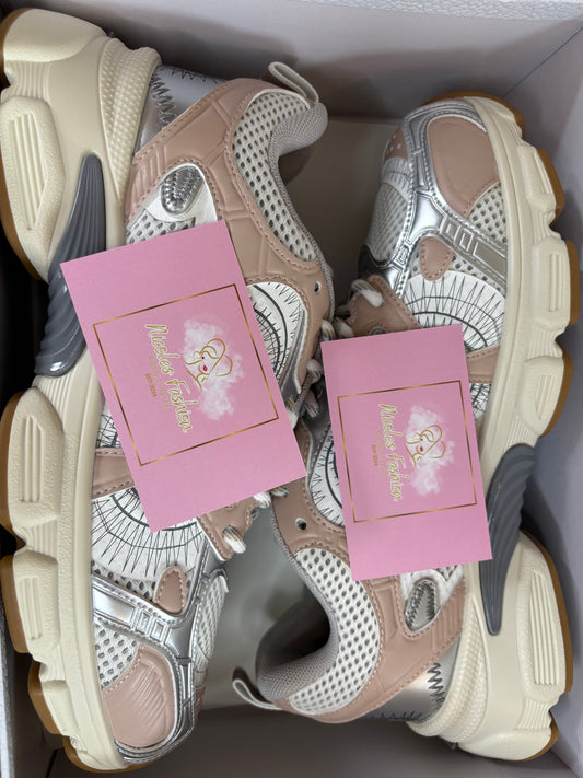 Women’s Silver & Pink Star Sneakers PRE ORDER