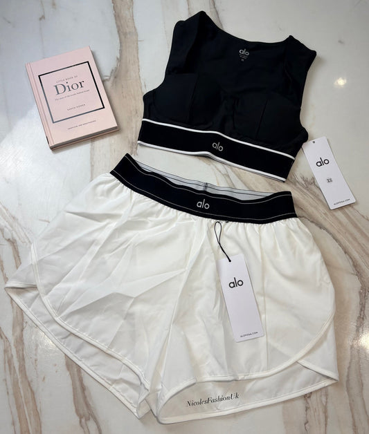 Women’s White Shorts And Black Top Set INSTOCK (1-3 Days Delivery)