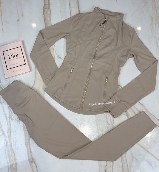 Women’s Taupe/Gold Gym Set INSTOCK (1-3 Days Delivery)