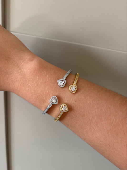 Womens heart bangle silver